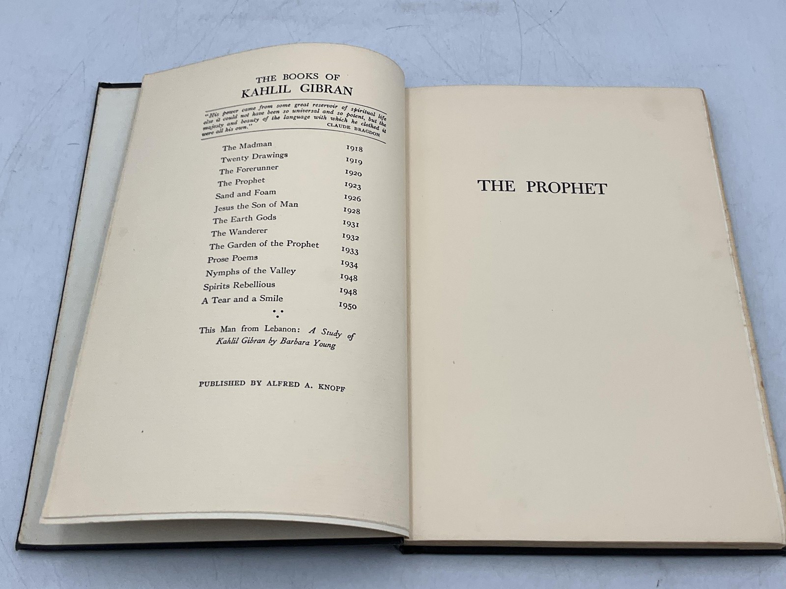 THE PROPHET Kahlil Gibran 1925 Hardcover Alfred A. Knopf Borzoi