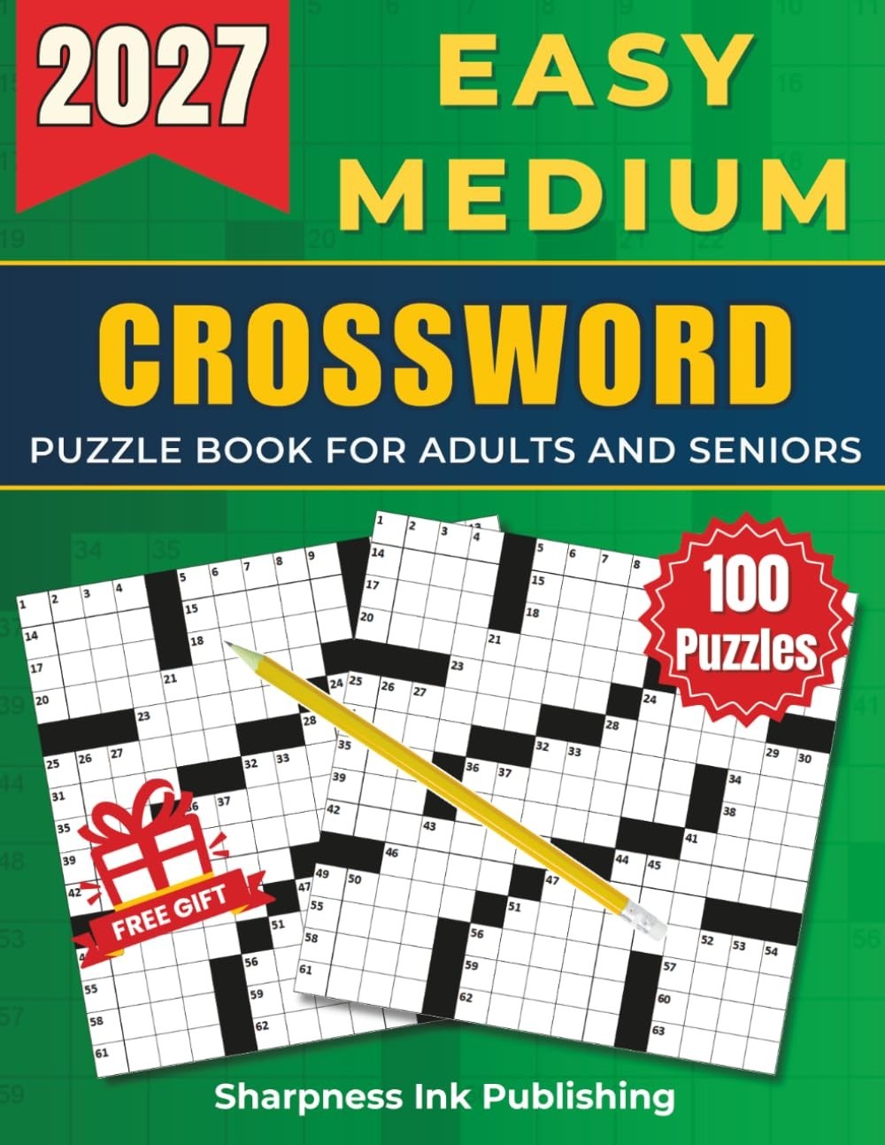 2027 Medium Crossword Puzzle Book for Adults & Seniors – 100 Large Print Games