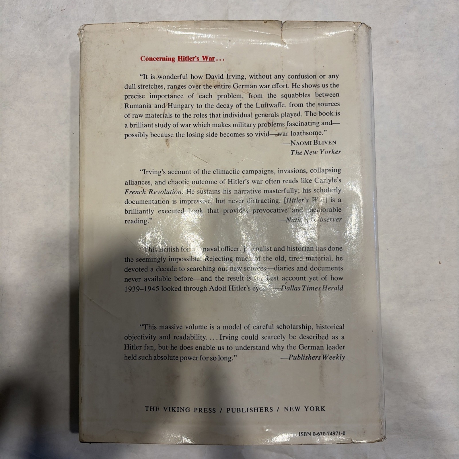 The War Path 1978 HC WWII Hitler Germany Viking Press First Edition