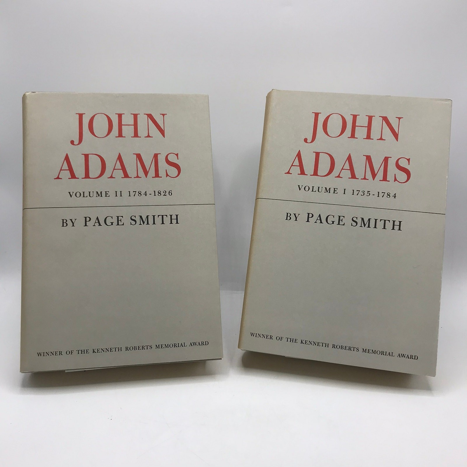 John Adams 2-Book Volume 1 & 2 by Page Smith 1st Edition Dust Jacket w/ Slipcase