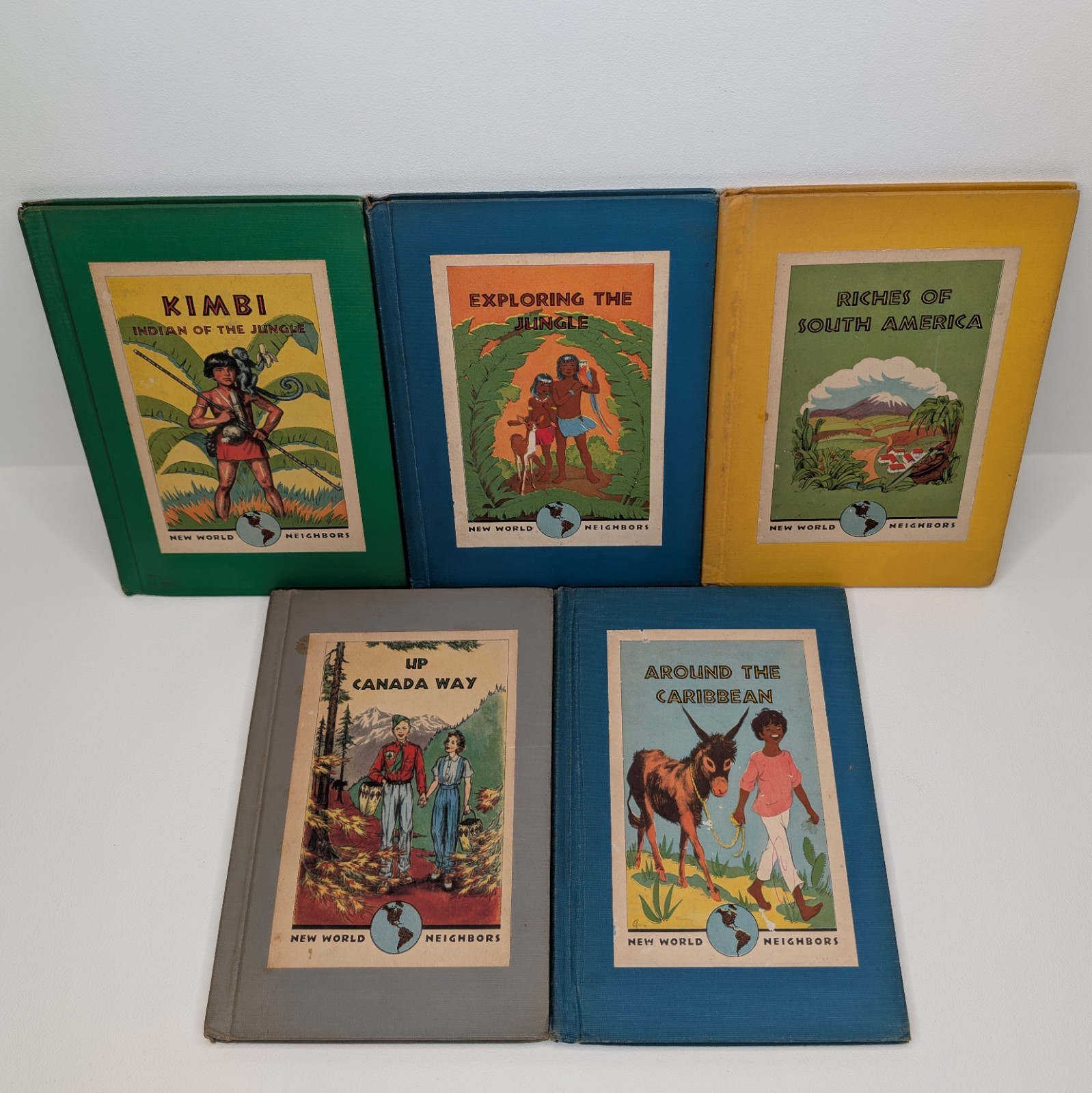 Lot (5) New World Neighbors 1940’s Illustrated Children’s HC Books