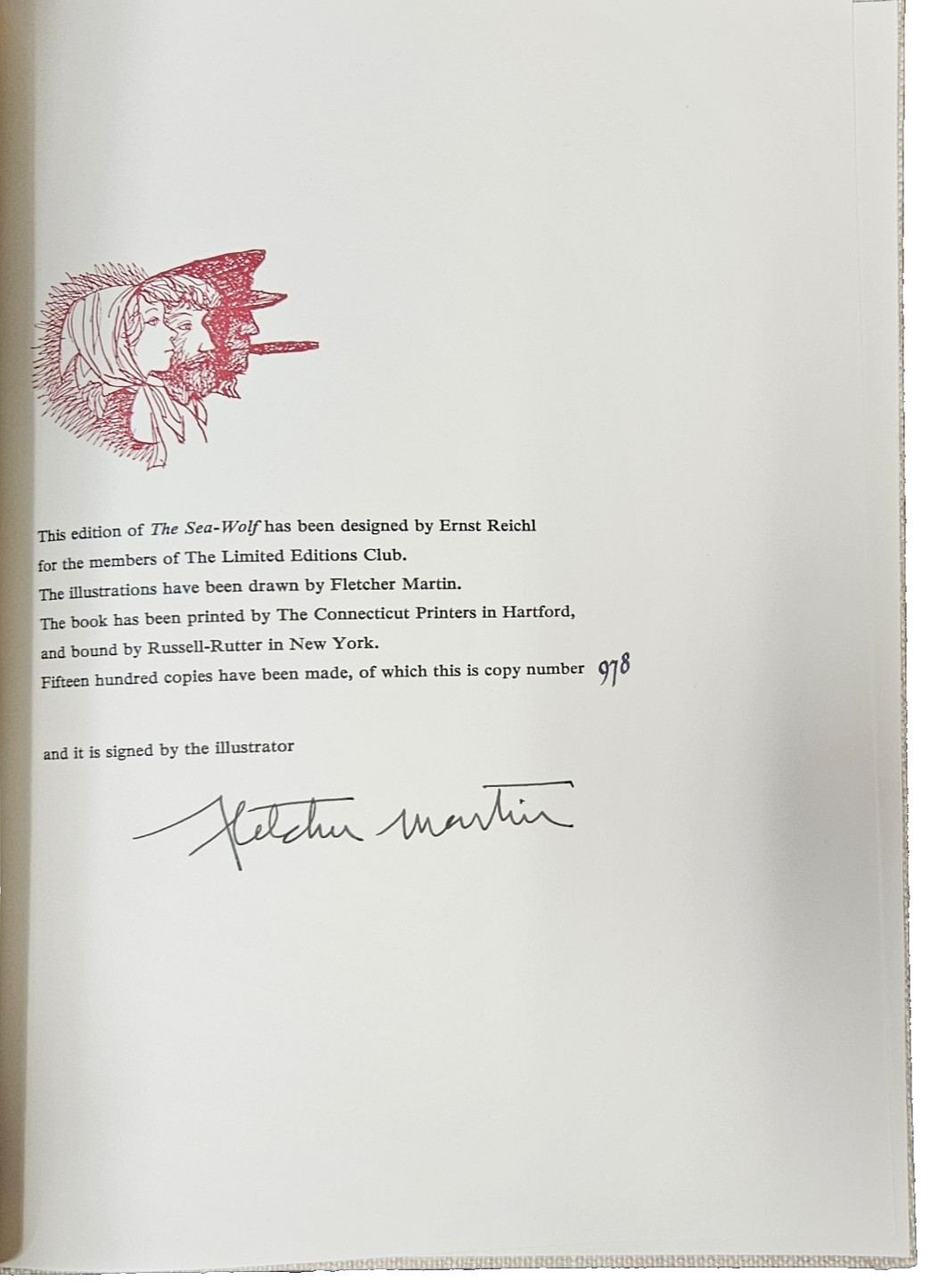 The Sea-Wolf – 1961 Signed Limited Editions Club, #978/1500