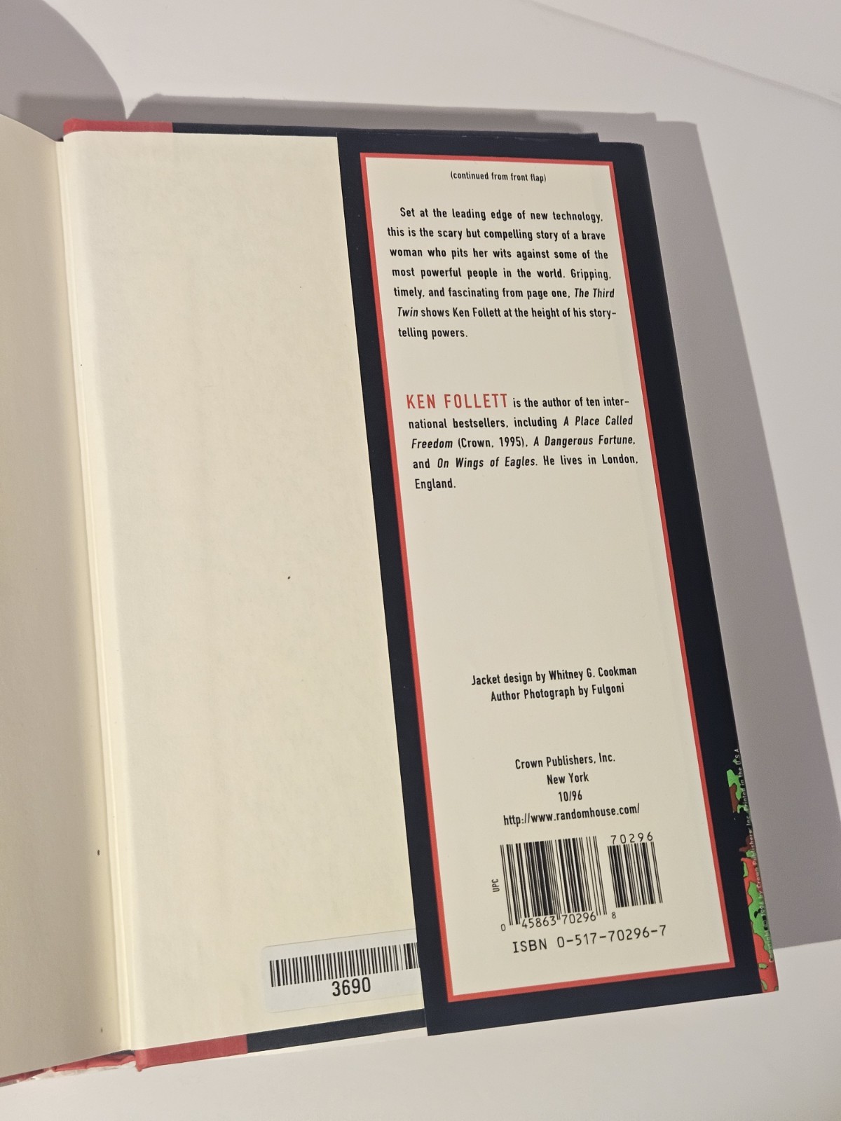 The Third Twin | Ken Follett | 1996 HB | 1st Ed | Crown Publishers