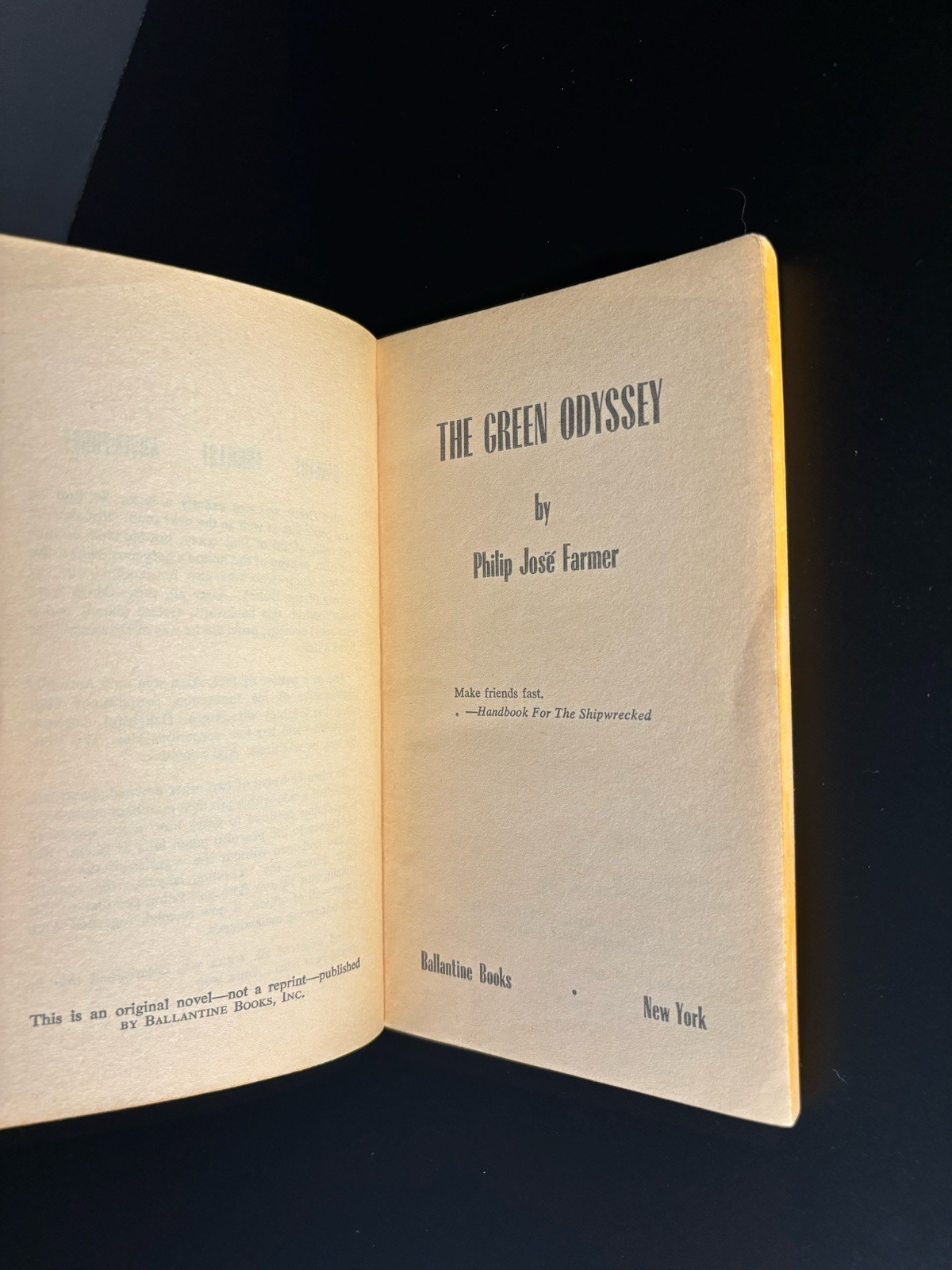 The Green Odyssey By Philip Jose Farmer, 2nd Printing 1966