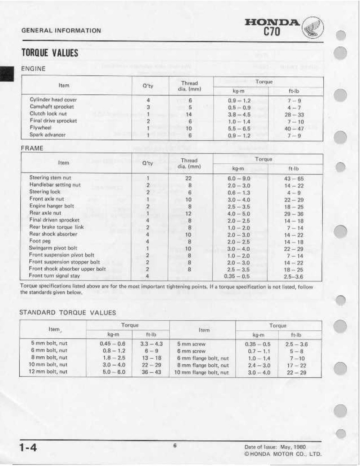 HONDA C70 Shop Manual 1980 Through 1982 1981, ROBUST BINDING – TOUGH COVERED