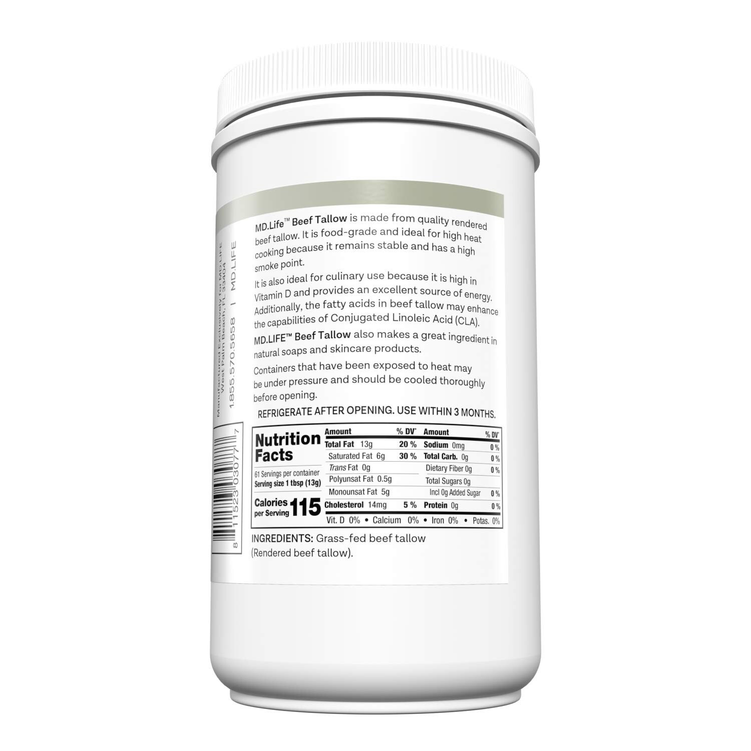 Nourishing Food-Grade Grass-Fed Beef Tallow – 28 oz Cooking Oil Replacement