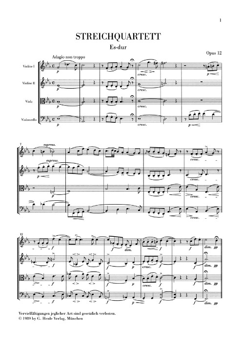 String Quartets Op. 12 and 13 Study Score